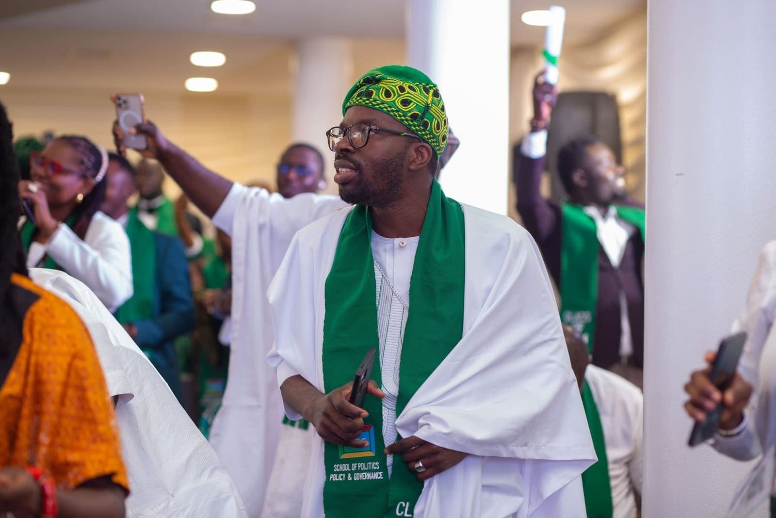 A graduate celebrates